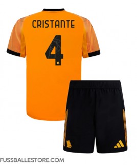 Günstige AS Roma Bryan Cristante #4 Auswärts Trikotsatzt Kinder 2025-26 Kurzarm (+ Kurze Hosen)